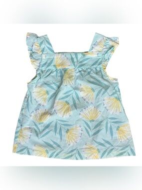 Carter's 5T girls butterfly sleeve floral cotton blue top
